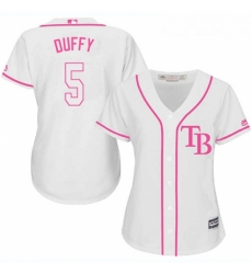 Womens Majestic Tampa Bay Rays 5 Matt Duffy Replica White Fashion Cool Base MLB Jersey
