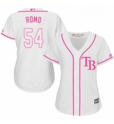Womens Majestic Tampa Bay Rays 54 Sergio Romo Authentic White Fashion Cool Base MLB Jersey 