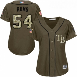 Womens Majestic Tampa Bay Rays 54 Sergio Romo Replica Green Salute to Service MLB Jersey 