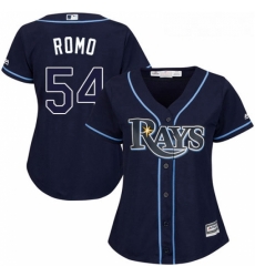 Womens Majestic Tampa Bay Rays 54 Sergio Romo Replica Navy Blue Alternate Cool Base MLB Jersey 