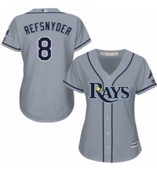 Womens Majestic Tampa Bay Rays 8 Rob Refsnyder Authentic Grey Road Cool Base MLB Jersey 