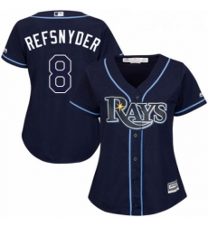 Womens Majestic Tampa Bay Rays 8 Rob Refsnyder Authentic Navy Blue Alternate Cool Base MLB Jersey 