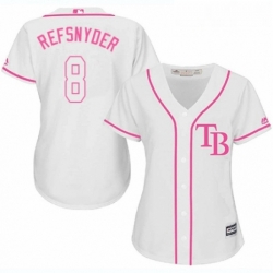 Womens Majestic Tampa Bay Rays 8 Rob Refsnyder Authentic White Fashion Cool Base MLB Jersey 