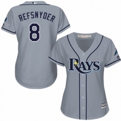 Womens Majestic Tampa Bay Rays 8 Rob Refsnyder Replica Grey Road Cool Base MLB Jersey 