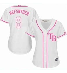 Womens Majestic Tampa Bay Rays 8 Rob Refsnyder Replica White Fashion Cool Base MLB Jersey 