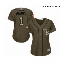 Womens Tampa Bay Rays 1 Willy Adames Authentic Green Salute to Service Baseball Jersey 