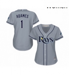 Womens Tampa Bay Rays 1 Willy Adames Replica Grey Road Cool Base Baseball Jersey 