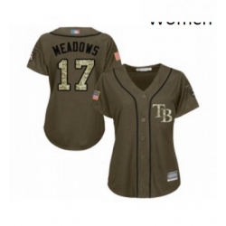 Womens Tampa Bay Rays 17 Austin Meadows Authentic Green Salute to Service Baseball Jersey 