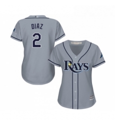 Womens Tampa Bay Rays 2 Yandy Diaz Replica Grey Road Cool Base Baseball Jersey 