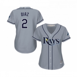 Womens Tampa Bay Rays 2 Yandy Diaz Replica Grey Road Cool Base Baseball Jersey 