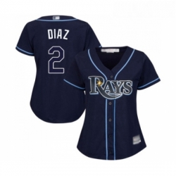 Womens Tampa Bay Rays 2 Yandy Diaz Replica Navy Blue Alternate Cool Base Baseball Jersey 