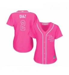 Womens Tampa Bay Rays 2 Yandy Diaz Replica Pink Fashion Cool Base Baseball Jersey 