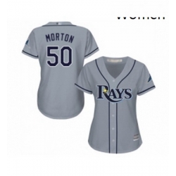 Womens Tampa Bay Rays 50 Charlie Morton Replica Grey Road Cool Base Baseball Jersey 