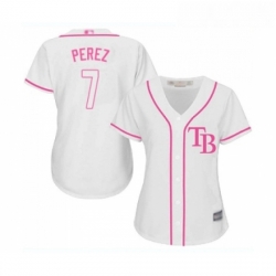 Womens Tampa Bay Rays 7 Michael Perez Replica White Fashion Cool Base Baseball Jersey 