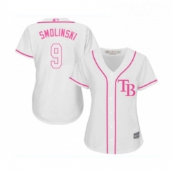 Womens Tampa Bay Rays 9 Jake Smolinski Replica White Fashion Cool Base Baseball Jersey 