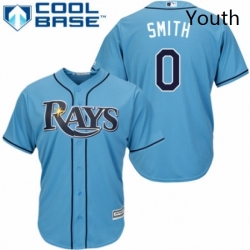 Youth Majestic Tampa Bay Rays 0 Mallex Smith Authentic Light Blue Alternate 2 Cool Base MLB Jersey 