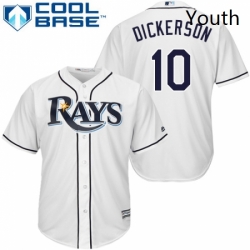 Youth Majestic Tampa Bay Rays 10 Corey Dickerson Replica White Home Cool Base MLB Jersey