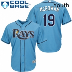 Youth Majestic Tampa Bay Rays 19 Dustin McGowan Replica Light Blue Alternate 2 Cool Base MLB Jersey 