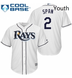 Youth Majestic Tampa Bay Rays 2 Denard Span Authentic White Home Cool Base MLB Jersey 