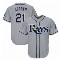 Youth Majestic Tampa Bay Rays 21 Christian Arroyo Replica Grey Road Cool Base MLB Jersey 
