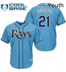 Youth Majestic Tampa Bay Rays 21 Christian Arroyo Replica Light Blue Alternate 2 Cool Base MLB Jersey 
