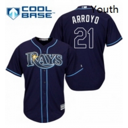 Youth Majestic Tampa Bay Rays 21 Christian Arroyo Replica Navy Blue Alternate Cool Base MLB Jersey 