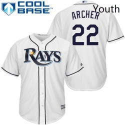 Youth Majestic Tampa Bay Rays 22 Chris Archer Authentic White Home Cool Base MLB Jersey