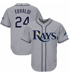 Youth Majestic Tampa Bay Rays 24 Nathan Eovaldi Authentic Grey Road Cool Base MLB Jersey 