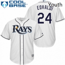 Youth Majestic Tampa Bay Rays 24 Nathan Eovaldi Authentic White Home Cool Base MLB Jersey 