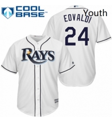 Youth Majestic Tampa Bay Rays 24 Nathan Eovaldi Replica White Home Cool Base MLB Jersey 