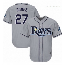 Youth Majestic Tampa Bay Rays 27 Carlos Gomez Authentic Grey Road Cool Base MLB Jersey 