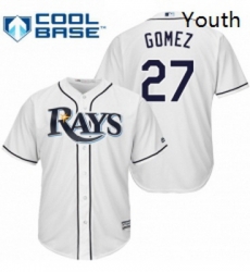 Youth Majestic Tampa Bay Rays 27 Carlos Gomez Authentic White Home Cool Base MLB Jersey 
