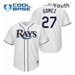 Youth Majestic Tampa Bay Rays 27 Carlos Gomez Authentic White Home Cool Base MLB Jersey 