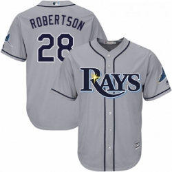 Youth Majestic Tampa Bay Rays 28 Daniel Robertson Authentic Grey Road Cool Base MLB Jersey 