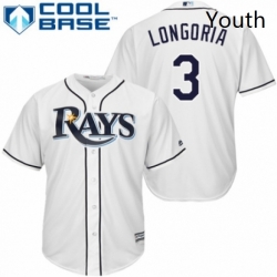 Youth Majestic Tampa Bay Rays 3 Evan Longoria Authentic White Home Cool Base MLB Jersey