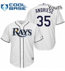 Youth Majestic Tampa Bay Rays 35 Matt Andriese Authentic White Home Cool Base MLB Jersey 