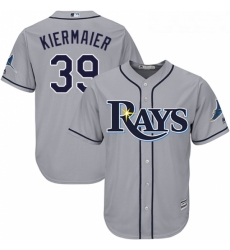 Youth Majestic Tampa Bay Rays 39 Kevin Kiermaier Replica Grey Road Cool Base MLB Jersey