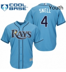 Youth Majestic Tampa Bay Rays 4 Blake Snell Replica Light Blue Alternate 2 Cool Base MLB Jersey 