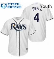 Youth Majestic Tampa Bay Rays 4 Blake Snell Replica White Home Cool Base MLB Jersey 