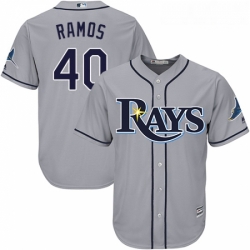 Youth Majestic Tampa Bay Rays 40 Wilson Ramos Replica Grey Road Cool Base MLB Jersey