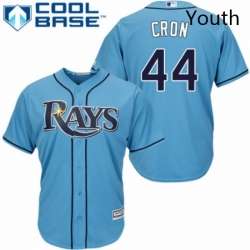 Youth Majestic Tampa Bay Rays 44 C J Cron Authentic Light Blue Alternate 2 Cool Base MLB Jersey 