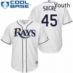 Youth Majestic Tampa Bay Rays 45 Jesus Sucre Authentic White Home Cool Base MLB Jersey 