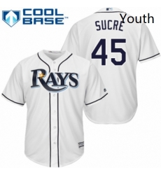 Youth Majestic Tampa Bay Rays 45 Jesus Sucre Replica White Home Cool Base MLB Jersey 