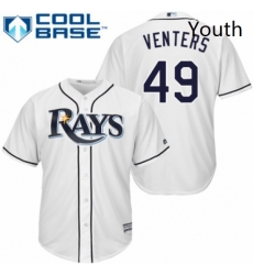 Youth Majestic Tampa Bay Rays 49 Jonny Venters Replica White Home Cool Base MLB Jersey 