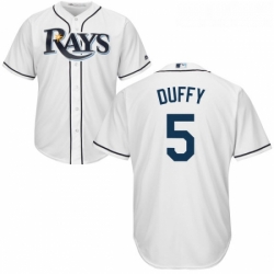 Youth Majestic Tampa Bay Rays 5 Matt Duffy Authentic White Home Cool Base MLB Jersey
