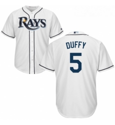 Youth Majestic Tampa Bay Rays 5 Matt Duffy Replica White Home Cool Base MLB Jersey