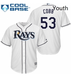 Youth Majestic Tampa Bay Rays 53 Alex Cobb Authentic White Home Cool Base MLB Jersey