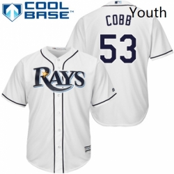 Youth Majestic Tampa Bay Rays 53 Alex Cobb Replica White Home Cool Base MLB Jersey