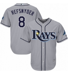 Youth Majestic Tampa Bay Rays 8 Rob Refsnyder Authentic Grey Road Cool Base MLB Jersey 