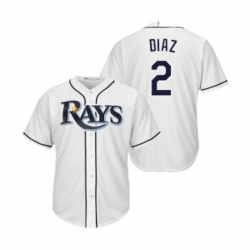 Youth Tampa Bay Rays 2 Yandy Diaz Replica White Home Cool Base Baseball Jersey 